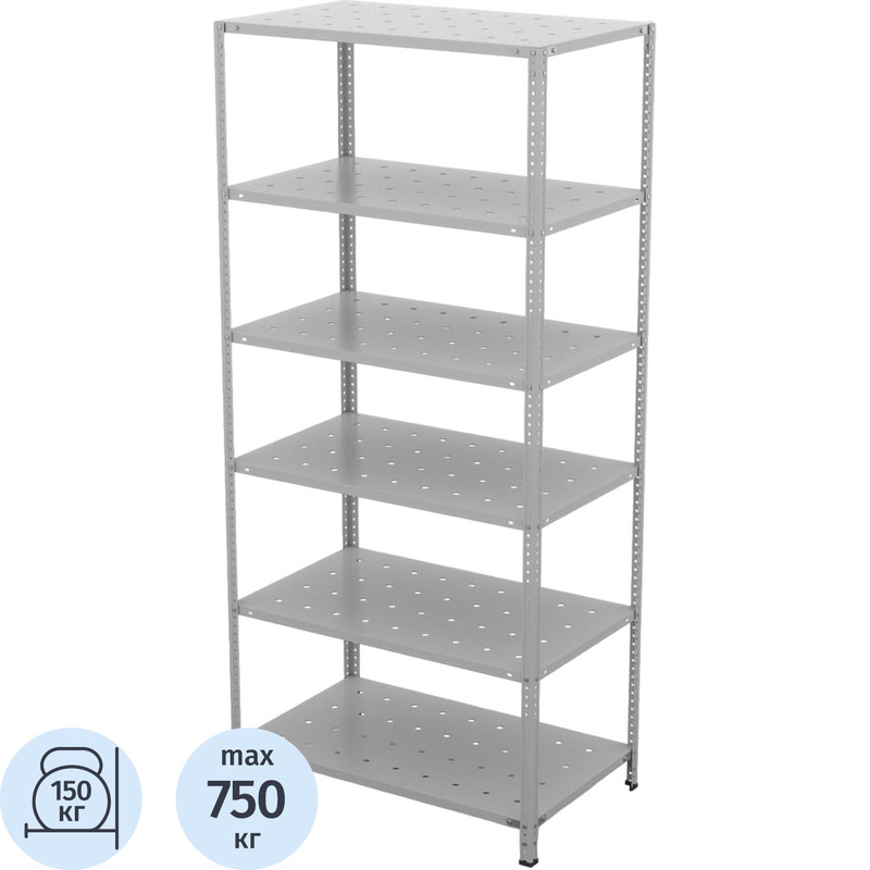 Изображение товара Металлический стеллаж ГТС Лайт 6 полок 1000х500х2200 мм Россия