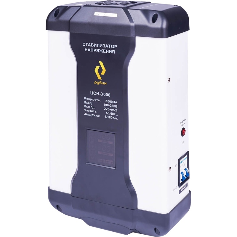 Изображение товара Стабилизатор напряжения Рубин ЦСН-3000 релейный 3000 ВА с защитой и креплением