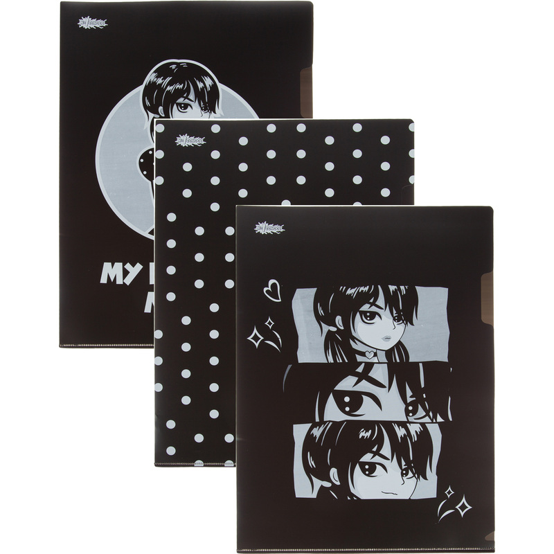 Изображение товара Папка-уголок №1 School Аниме Готика А4 пластиковая 180 мкм (3 штуки в упаковке)