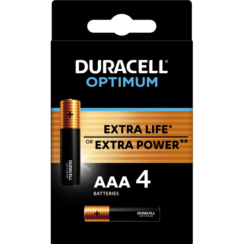 Изображение товара Батарейки AAA мизинчиковые Duracell Optimum 4 шт. в упаковке