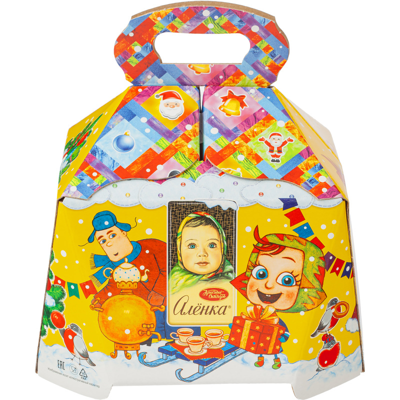 Изображение товара Новогодний сладкий подарок Аленка 500 г с конфетами и печеньем