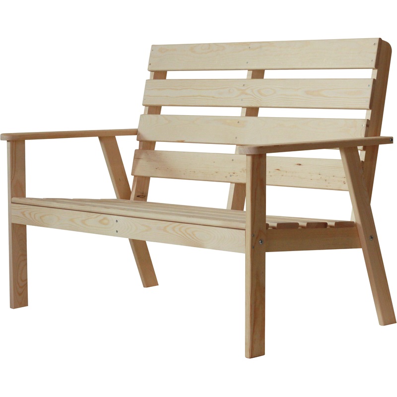 Изображение товара Садовая деревянная скамья ССК-002 из натурального дерева, 1120х660х760 мм