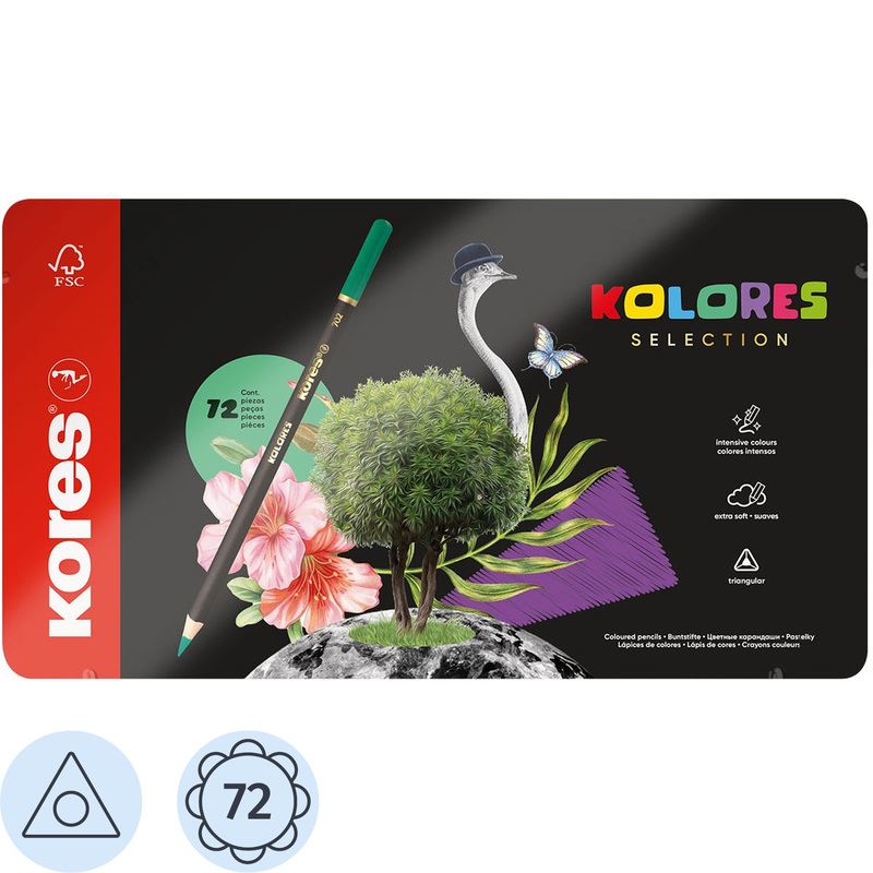 Изображение товара Цветные карандаши Kores Kolores Selection 72 шт металлический футляр