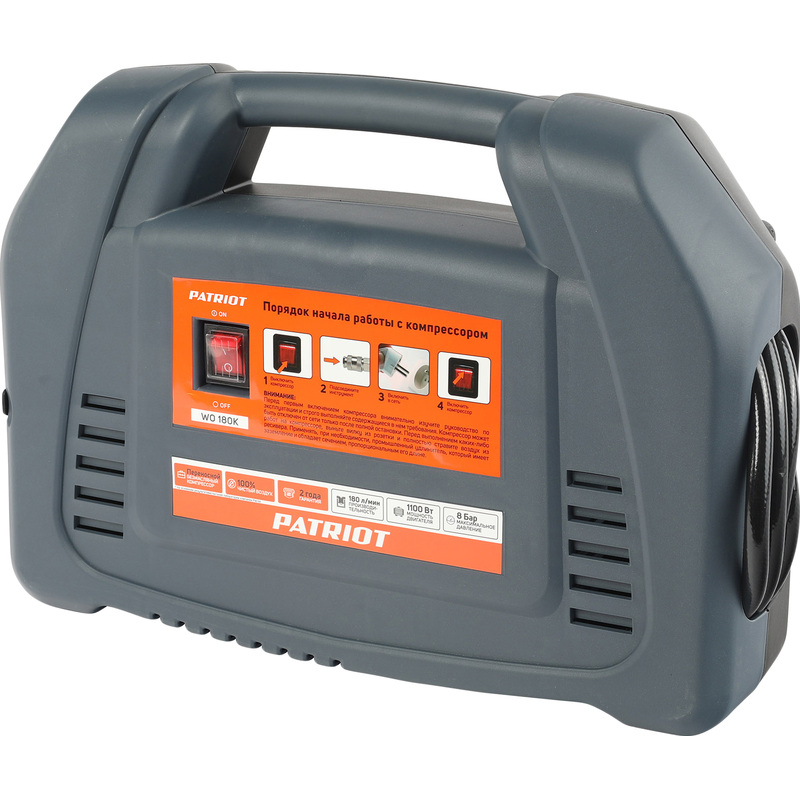 Изображение товара Компрессор поршневой Patriot WO 180K безмасляный 6л 220В тихий компактный