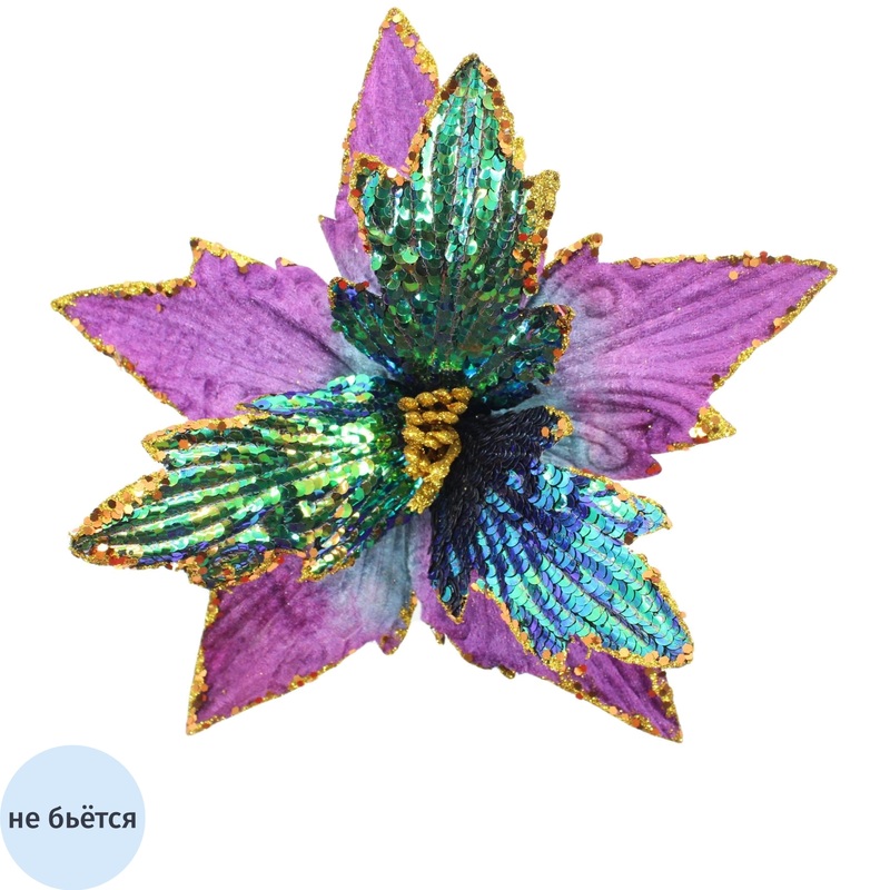 Изображение товара Новогоднее украшение на ёлку Magic Time цветок на прищепке 25x25x17 см разноцветное