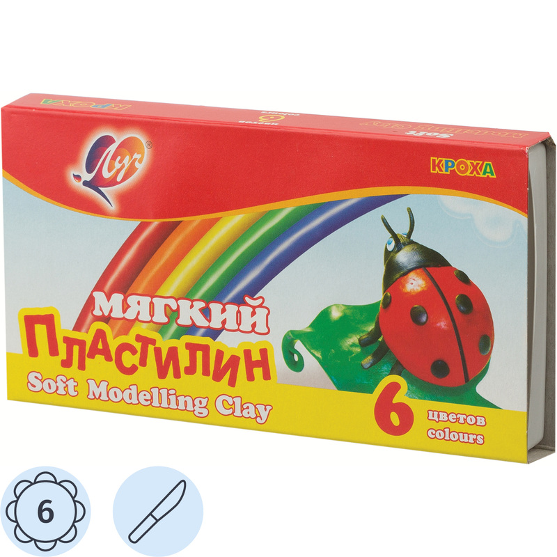 Изображение товара Пластилин восковой Луч Кроха 6 цветов 99 грамм