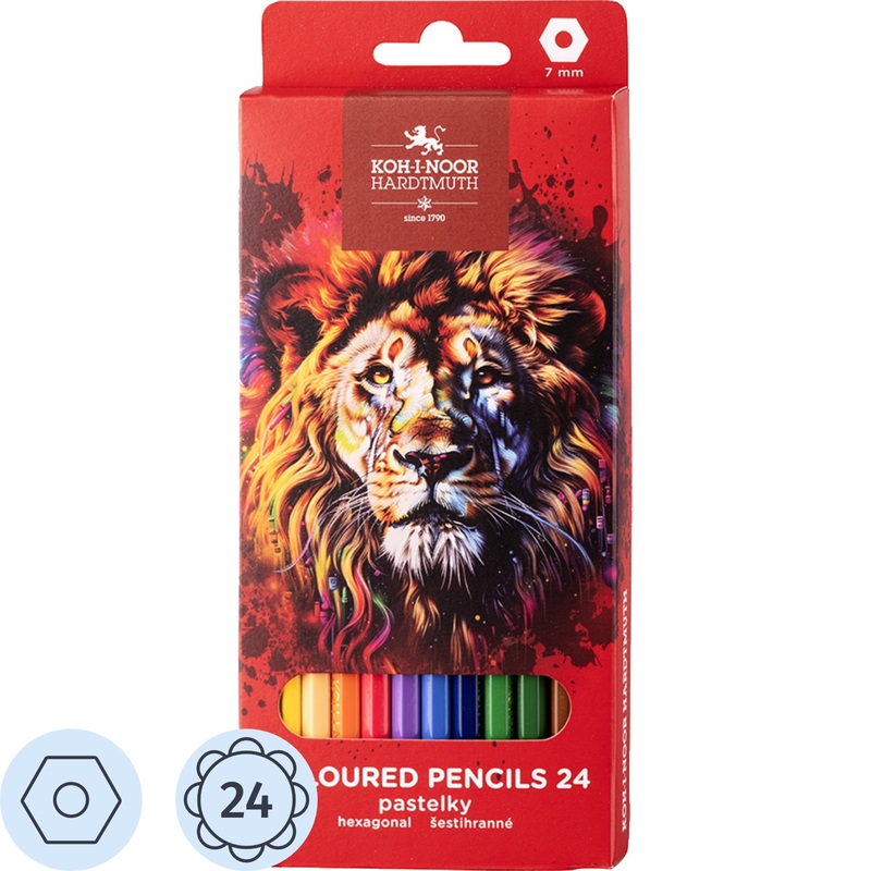 Изображение товара Цветные карандаши Koh-i-Noor Red Lion 3554, 24 цвета, шестигранный корпус