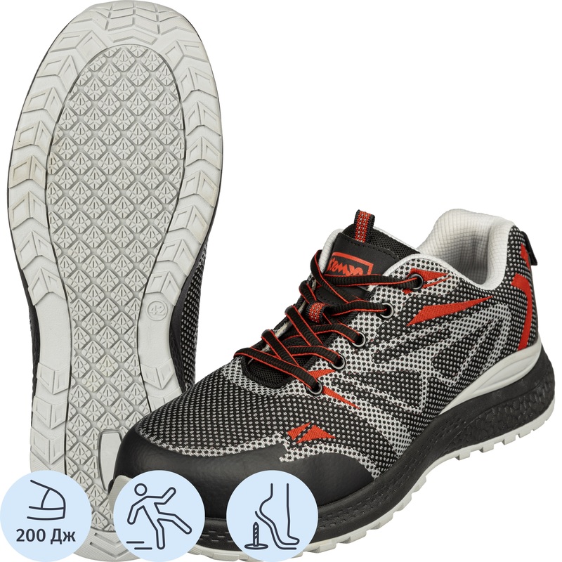 Изображение товара Кроссовки Комус Проф 2S КПП ЭВА-нитрил из текстиля/термополиуретана красные/чёрные/серые с композитным подноском размер 38