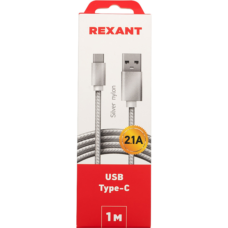 Изображение товара Кабель Rexant USB 2.0 Type-C USB Type-A 1 метр серебристый