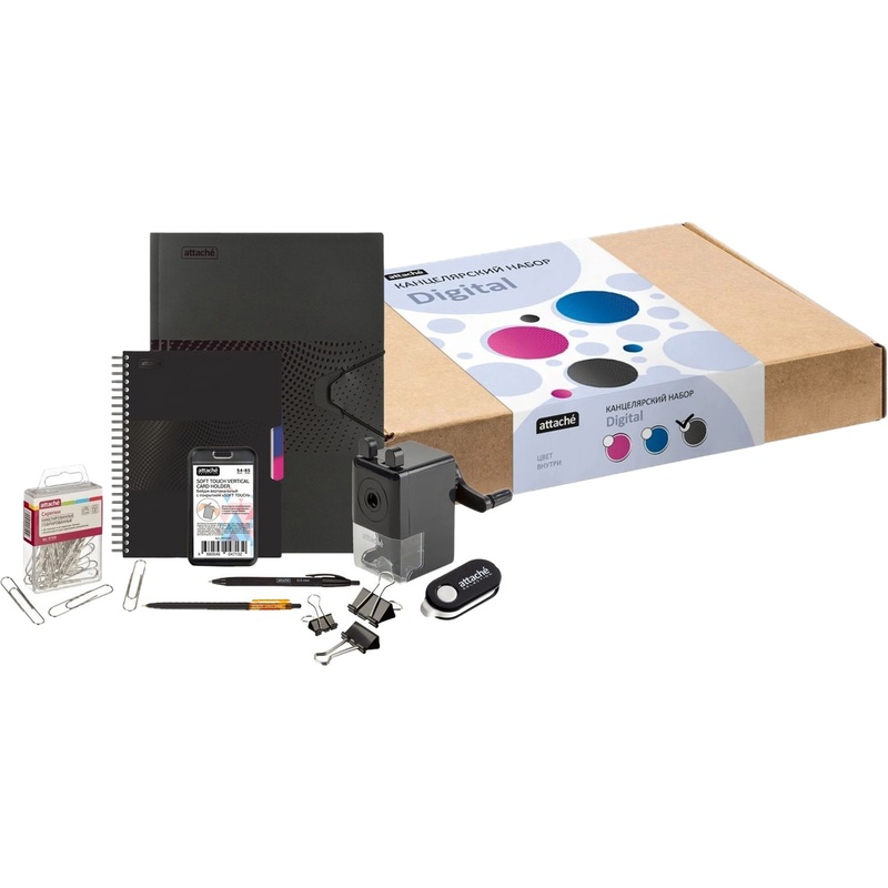 Изображение товара Канцелярский набор Attache Selection Digital черный 9 предметов для офиса и учебы