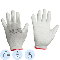 Перчатки рабочие защитные Scaffa Antistat PU1350A-LG нейлоновые с  полиуретановым покрытием серые (13 класс, размер 10 (XL))
