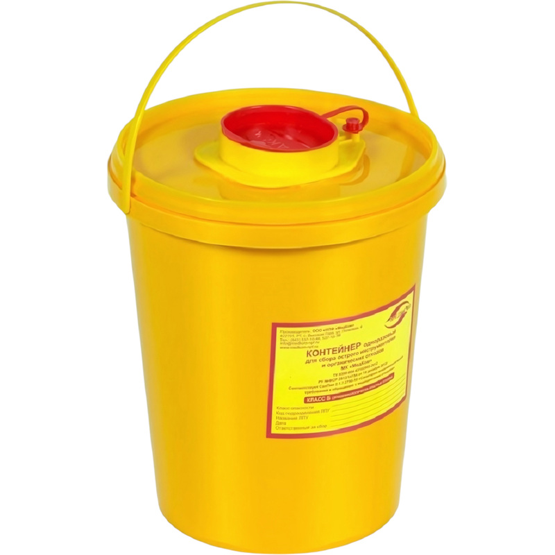 Изображение товара Контейнер для острых инструментов Медком Б желтый 3 л безопасный сбор опасных отходов