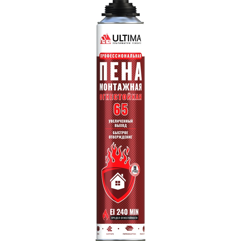 Изображение товара Пена монтажная профессиональная Ultima Pro летняя 850 мл огнестойкая