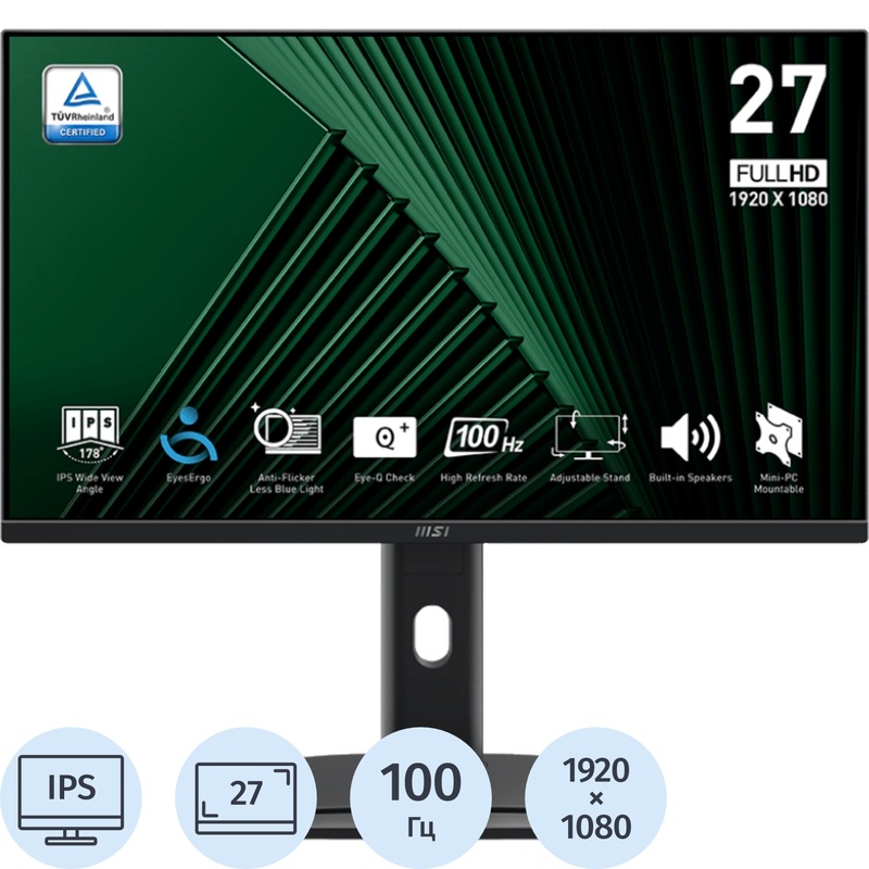 Изображение товара Монитор 27 MSI PRO MP275PG IPS Full HD 100 Гц матовый черный