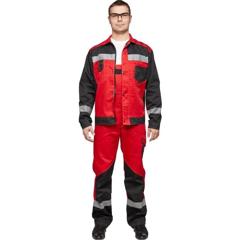 Изображение товара Мужской рабочий летний костюм л21-КПК с СОП красный черный размер 64-66