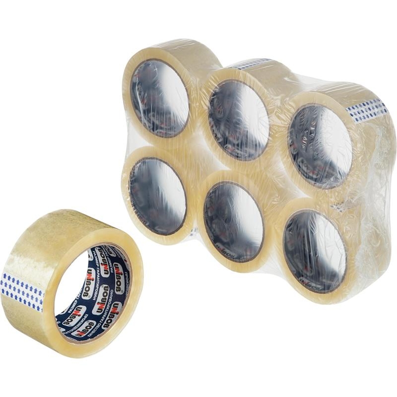 Изображение товара Уценка. Клейкая лента упаковочная Unibob 700 48 мм x 66 м 47 мкм прозрачная (36 штук в упаковке)