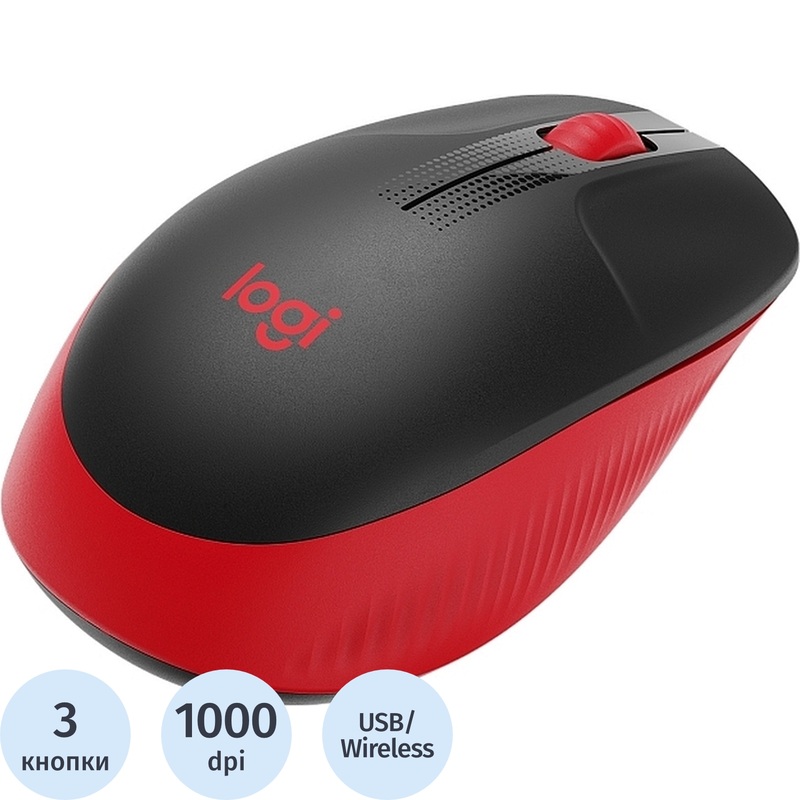 Изображение товара Беспроводная мышь Logitech M190 красная 1000 dpi радиоканал