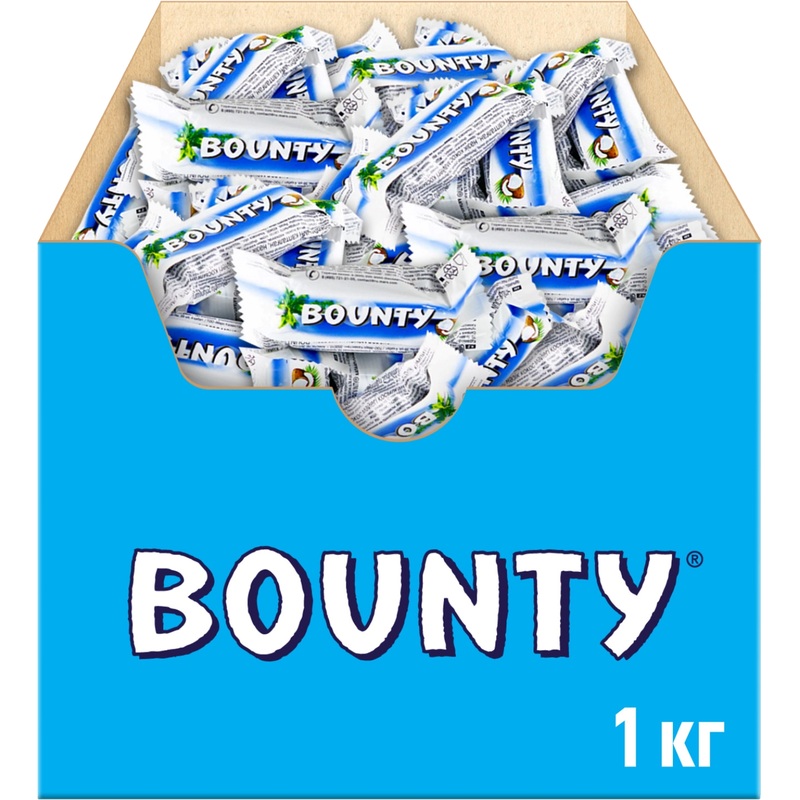 Изображение товара Шоколадные батончики Bounty с мякотью кокоса 1 кг - молочный шоколад