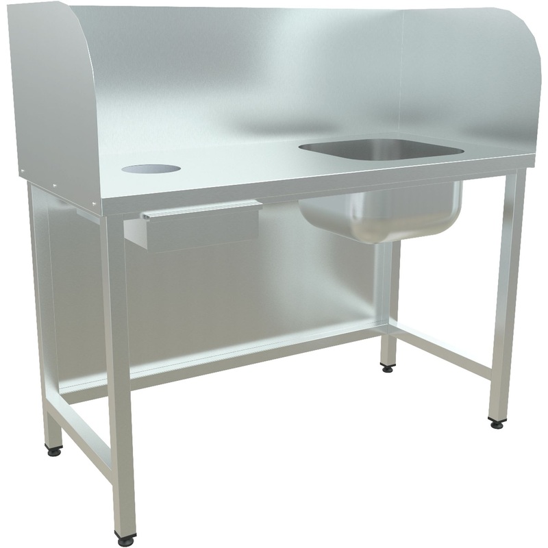 Изображение товара Стол для чистки рыбы Кобор СЧР-120/60 (серый, 1200х600х870 мм)