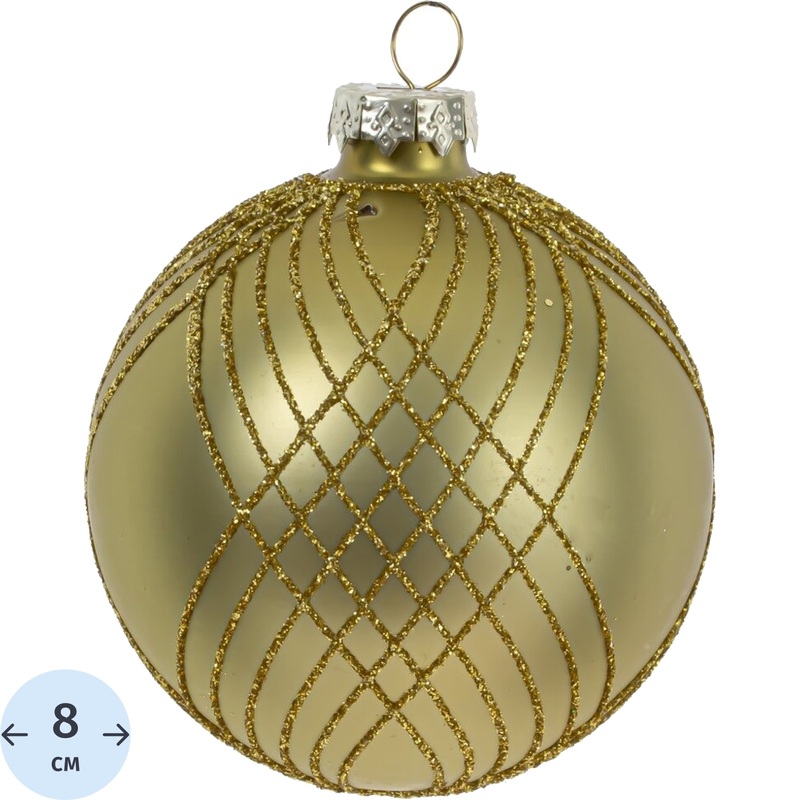 Изображение товара Ёлочный шар новогодний стекло золотистый диаметром 8 см