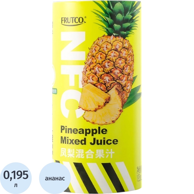 Изображение товара Натуральный ананасовый сок Сок Frutco 0.195 л без добавок Изображение товара Натуральный ананасовый сок Сок Frutco 0.195 л без добавок