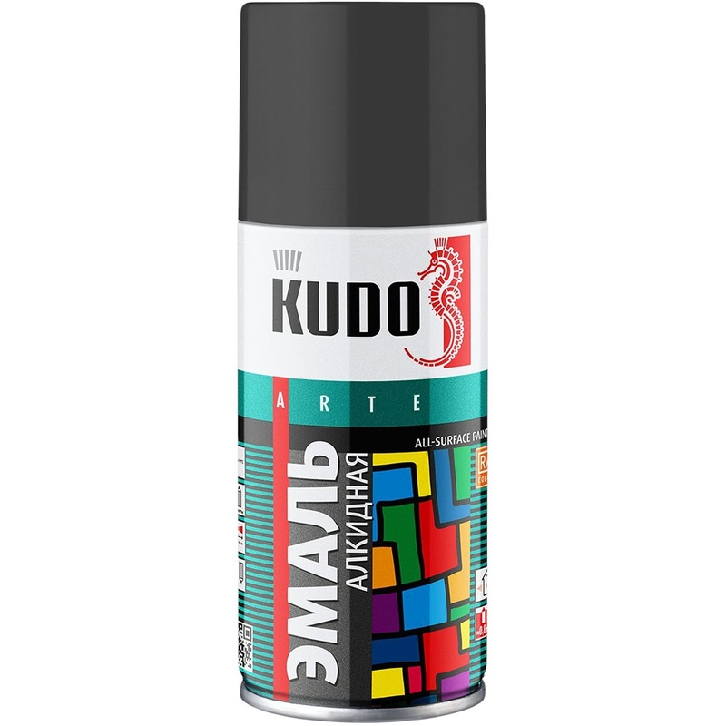 Изображение товара Краска аэрозольная универсальная Kudo ku-1102.1 чёрная матовая 210 мл (RAL 9005)