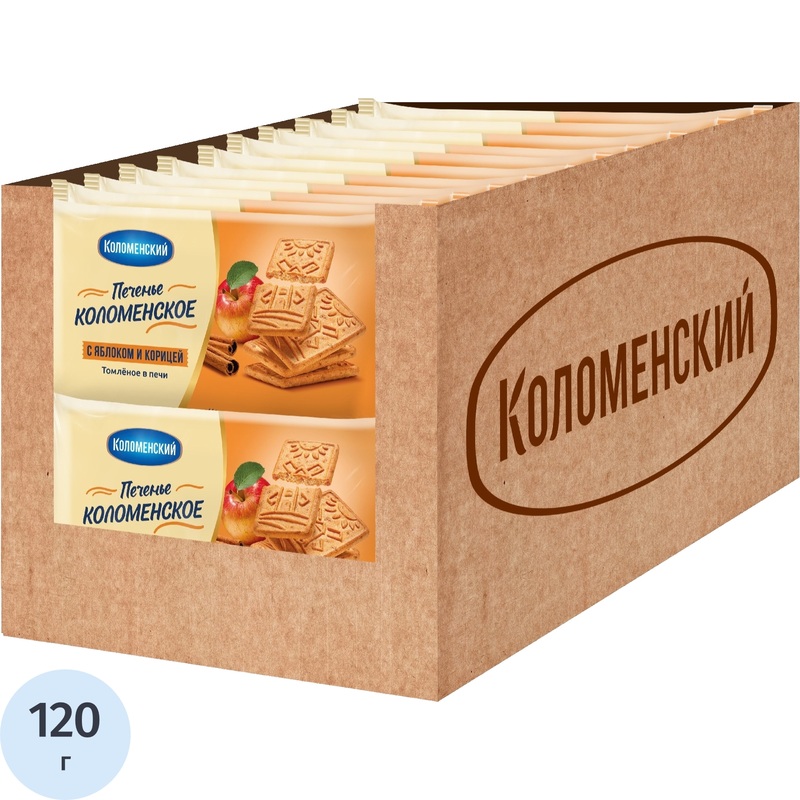 Изображение товара Печенье сахарное Коломенское с яблоком и корицей 120 г, натуральный сладкий вкус