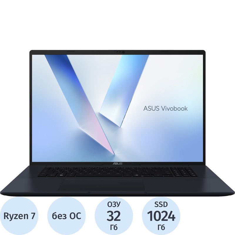 Изображение товара Ноутбук Asus Vivobook 18 M1807HA-S8156 18" синий AMD Ryzen 7 260/32 ГБ/SSD 1024 ГБ (90NB15P1-M00B20) Изображение товара Ноутбук Asus Vivobook 18 M1807HA-S8156 18" синий AMD Ryzen 7 260/32 ГБ/SSD 1024 ГБ (90NB15P1-M00B20)