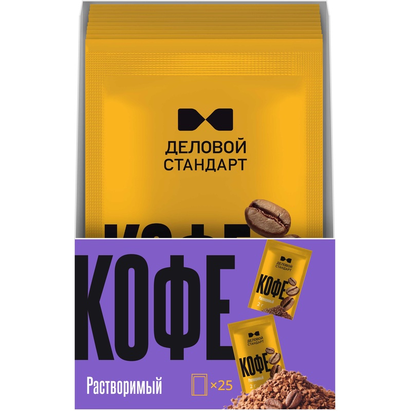 Изображение товара Кофе растворимый порционный Деловой Стандарт 25 пакетиков по 2 г