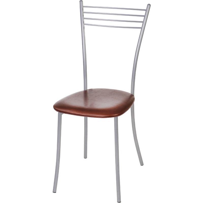 Изображение товара Стул для столовых Нео коричневый (кожзаменитель/металл серебристый)