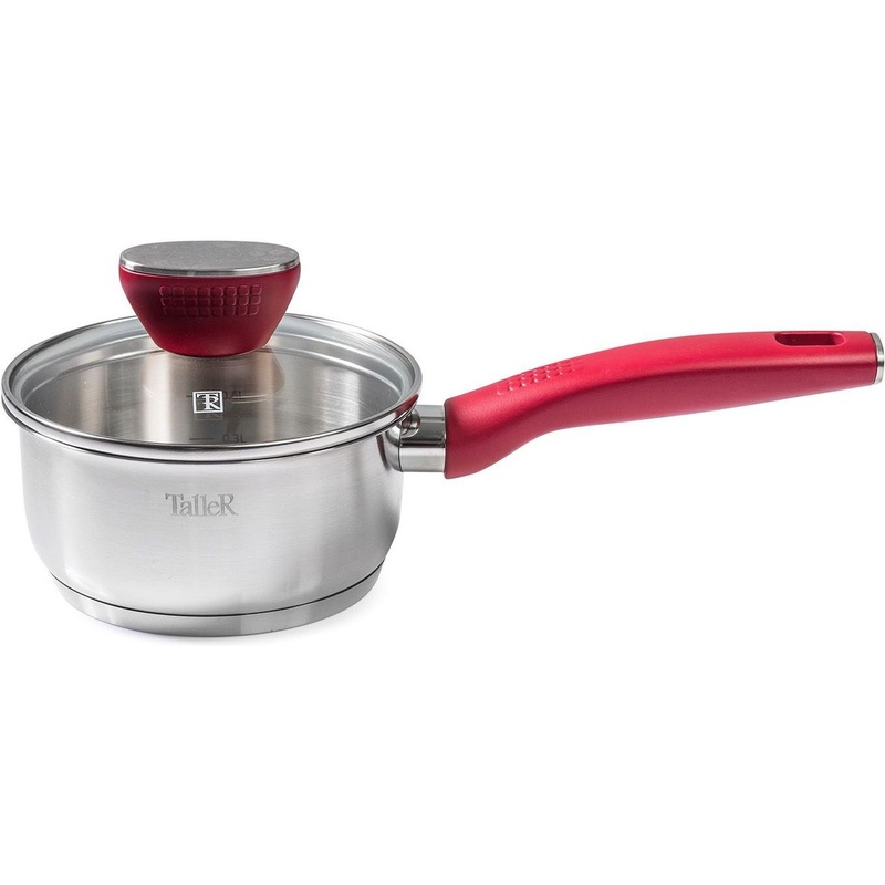 Изображение товара Ковш TalleR TR-17285 1 л нержавеющая сталь с крышкой, совместим с газовыми и индукционными плитами
