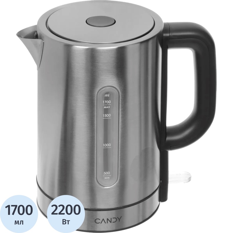 Изображение товара Электрический чайник Candy CK-204 серебристый 1700 мл мощность 2200 Вт