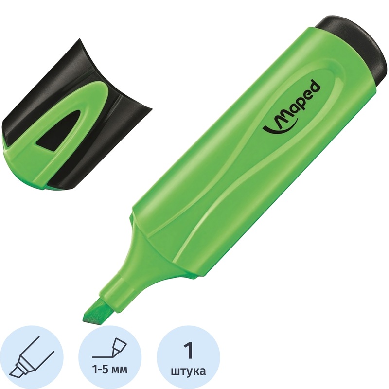Изображение товара Текстовыделитель Maped Fluo Pep's Classic зеленый (толщина линии 1-5 мм, 742533)