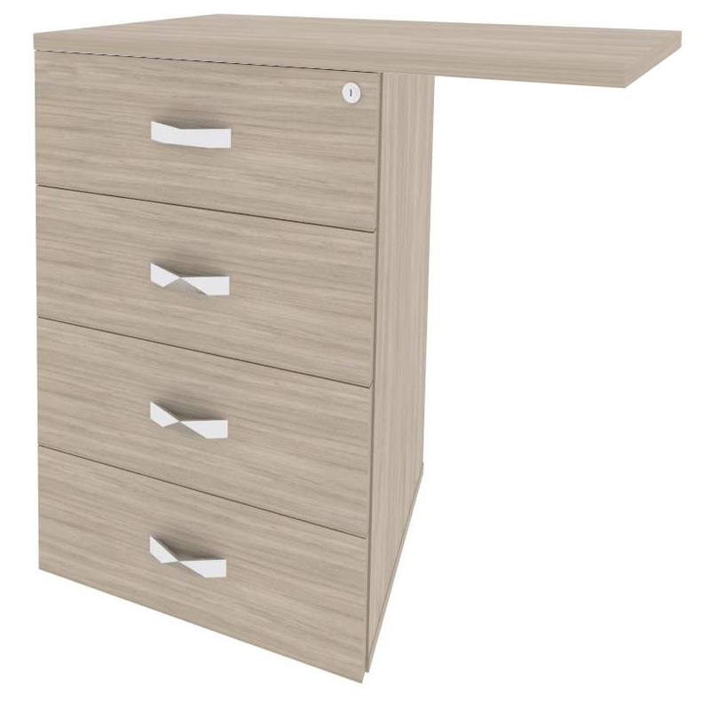 Изображение товара Тумба приставная Onix O.TPU-4 с 4 ящиками и центральным замком дуб аттик