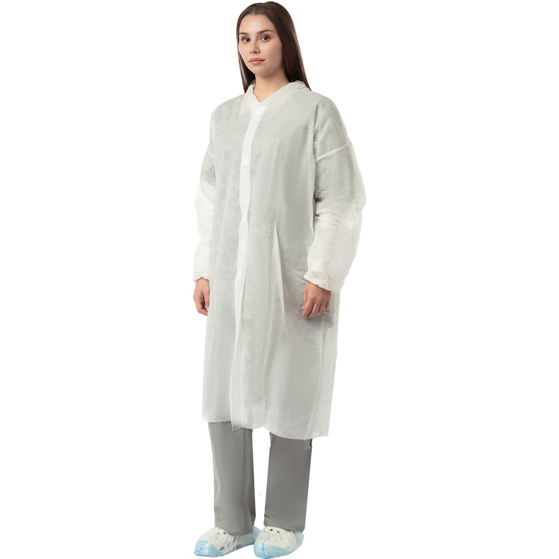 Изображение товара Одноразовый процедурный халат Комус белый XXL спанбонд, 10 штук