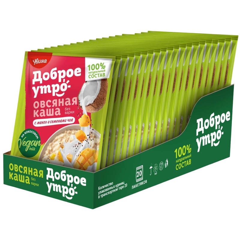 Изображение товара Каша Увелка овсяная с манго и семенами чиа 40 г