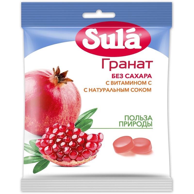 Изображение товара Леденцы Sula Гранат без сахара с витамином С 60 г