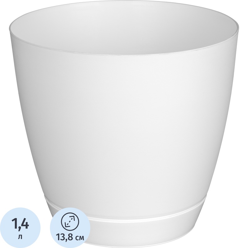 Изображение товара Горшок для цветов с поддоном Idiland Flora 1.4 л белый