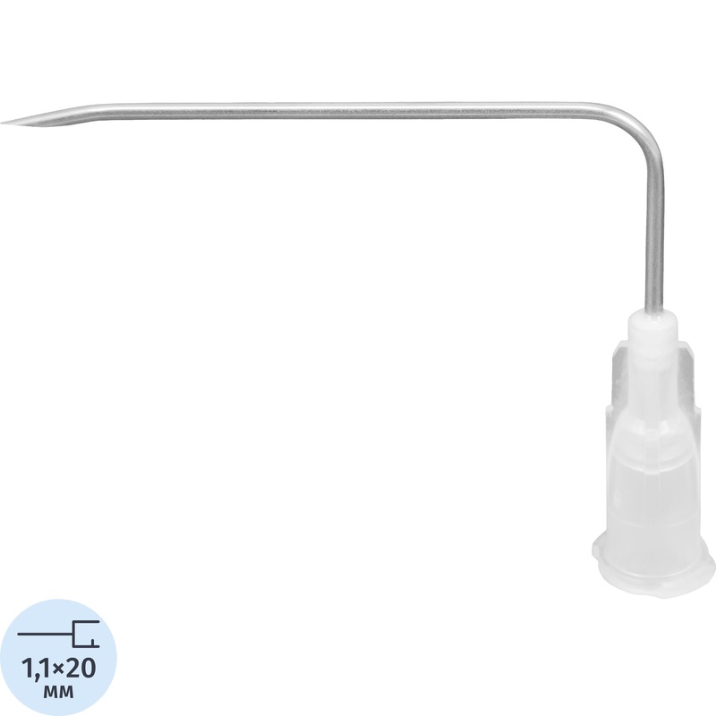 Изображение товара Игла Губера инъекционная изогнутая 19G 1.1 x 20 мм (10 штук в упаковке)