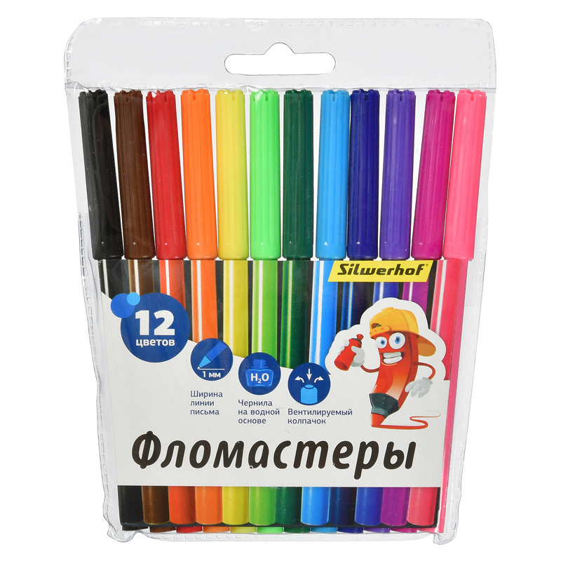 Изображение товара Фломастеры Silwerhof 12 цветов