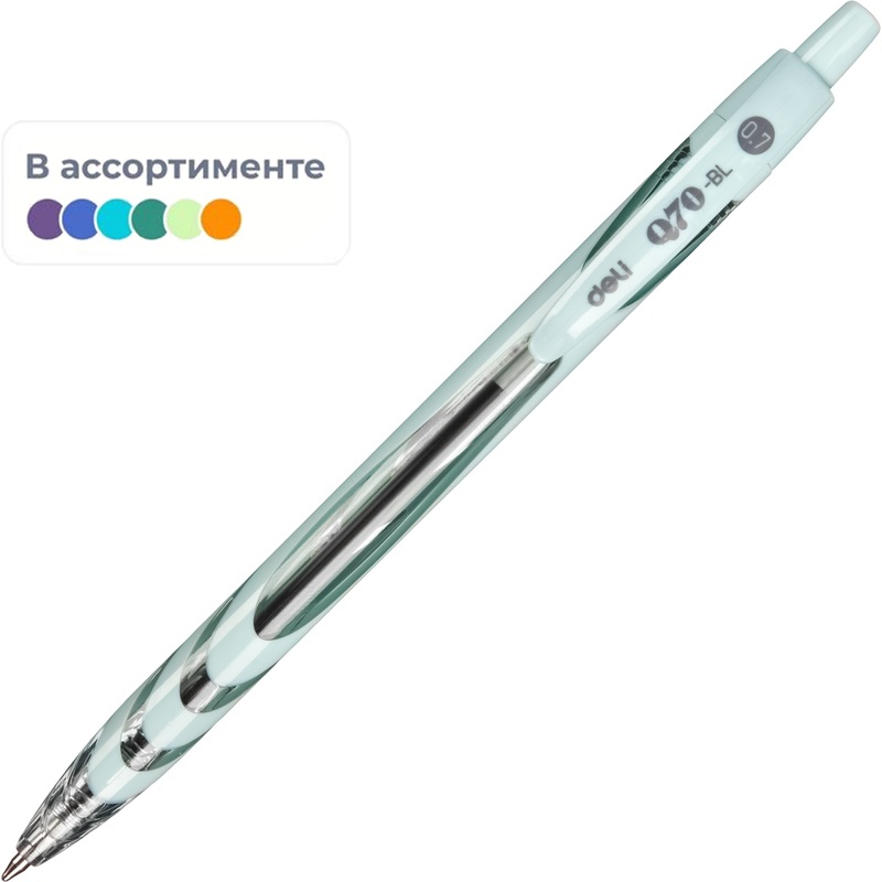 Изображение товара Ручка шариковая автоматическая Deli синяя (толщина линии 0.45 мм)
