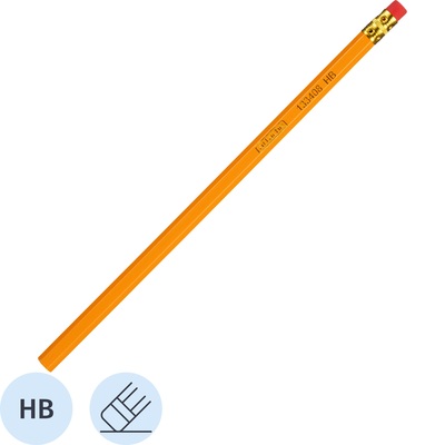 Карандаш чернографитный HB с ластиком Attache незаточенный шестигранный – купить по выгодной цене в интернет-магазине | 133408