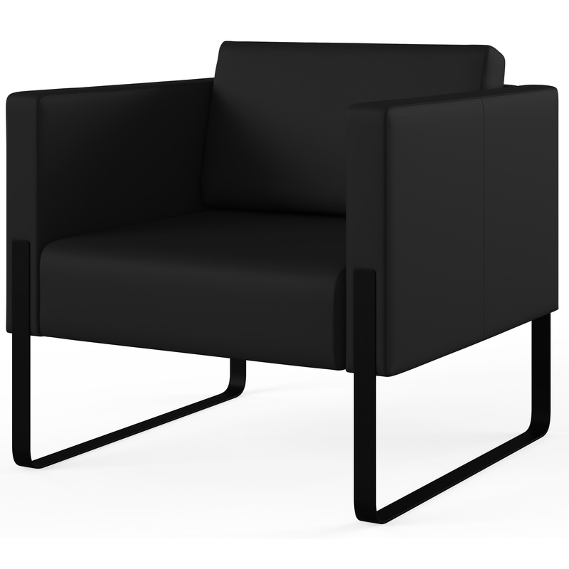 Изображение товара Кресло Тренд черное из искусственной кожи с металлическими опорами