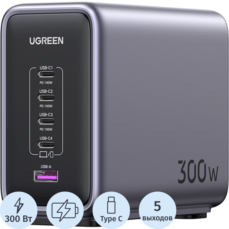 Изображение товара Сетевое зарядное устройство Ugreen CD333 300 Вт (90903B)