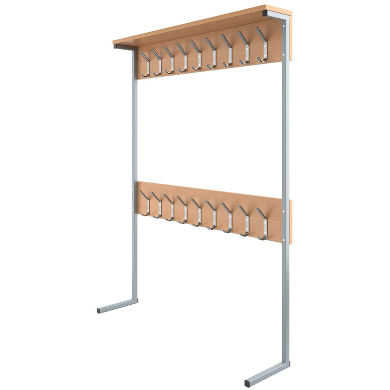 Изображение товара Вешалка для школ напольная 1-сторонняя (бук/серый, 1200х275х1600 мм, 18 крючков)