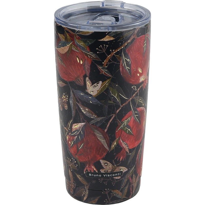 Изображение товара Термокружка Bruno Visconti Flora Гранат 600 мл чёрная/бордовая