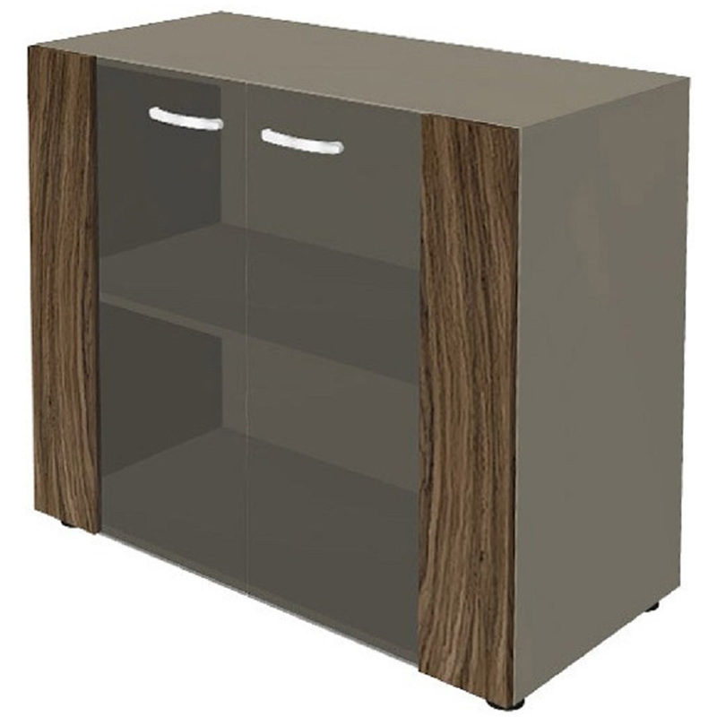 Изображение товара Шкаф для документов New.Tone Nt-41 со стеклом орех ондо низкий 880х460х845 мм