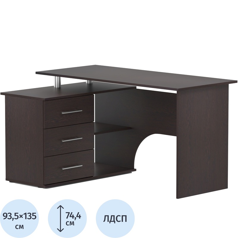 Изображение товара Компьютерный угловой стол Сокол КСТ-09Л венге 1350х900х740 мм