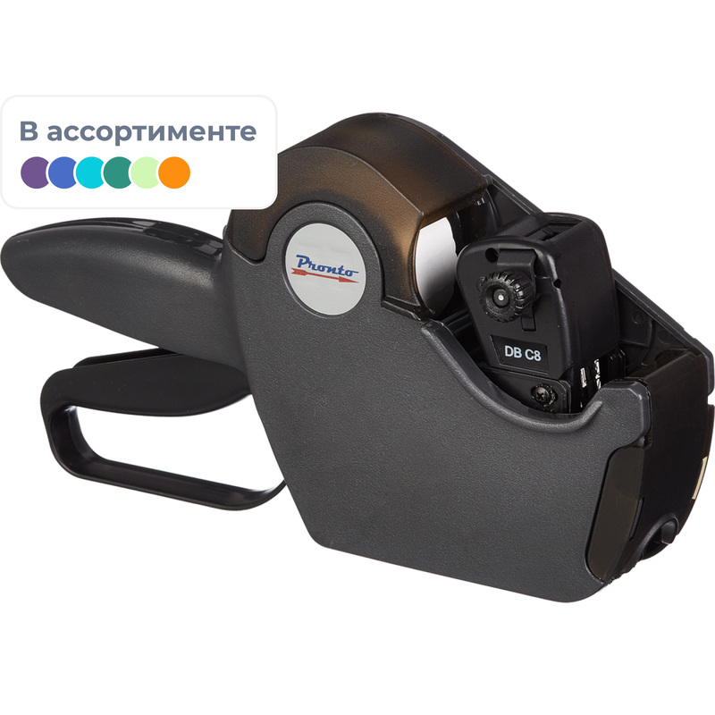 Изображение товара Этикет-пистолет однострочный Pronto C8 черный (1х8 символов, 26х12 мм волнистая лента)