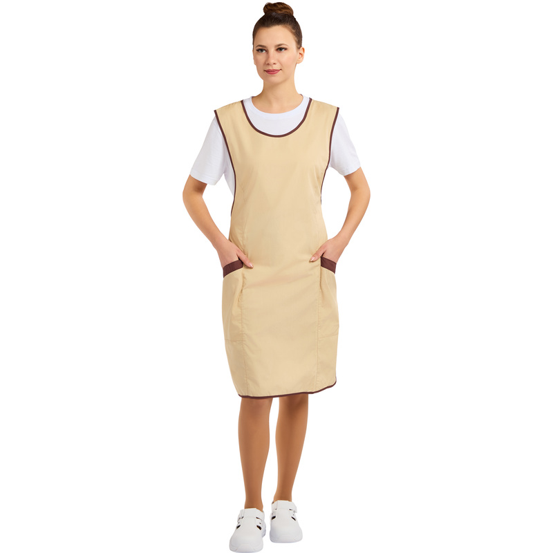 Изображение товара Фартук-сарафан для торговли Маркет Мастер бежевый/шоколадный